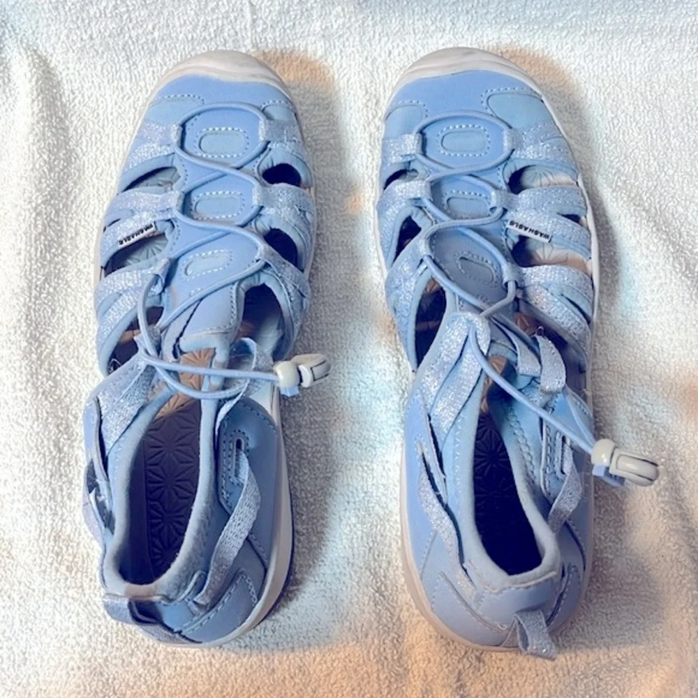 NWOT Keen girls Seacamp ll baby blue glitter sandals in size 3